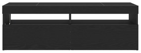 vidaXL Ντουλάπα τηλεόρασης με LED Μαύρη Δρύς 120x35x40 εκ. Επεξεργασμένο ξύλο