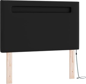 vidaXL Κρεβάτι με ελατήρια με στρώμα Μαύρο 100 x 200 cm Τεχνητό δέρμα