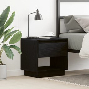 vidaXL Κομοδίνο Μαύρο Δρυς 45x34x48 εκ Επεξεργασμένο Ξύλο