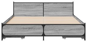 Πλαίσιο Κρεβατιού με συρτάρια Γκρι sonoma 135x190εκ. Επεξ. Ξύλο - Γκρι