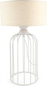 Stewehome Λευκή Επιτραπέζια Λάμπα με Μπεζ Καπέλο 45x26 cm