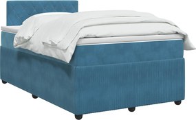 vidaXL Κρεβάτι box spring με στρώμα Μπλε 120 x 200 cm Βελούδο