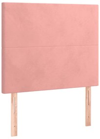 vidaXL Κρεβάτι Boxspring με Στρώμα Ροζ 90x200 εκ. Βελούδινο