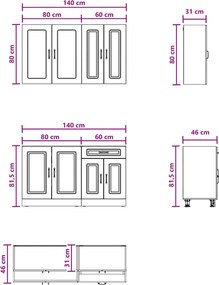 vidaXL Μονάδα κουζίνας KALMAR 4 pcs Sonoma Δρυς Επεξεργασμένο Ξύλο