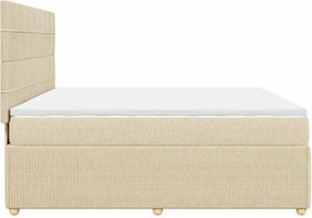 vidaXL Κρεβάτι Boxspring με Στρώμα Κρεμ 180x200 εκ. Υφασμάτινο