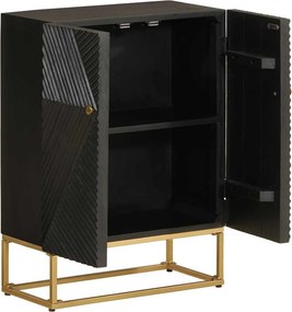 vidaXL Ντουλάπι Μαύρο 55x30x76 εκ. από Μασίφ Ξύλο Μάνγκο και Σίδηρο