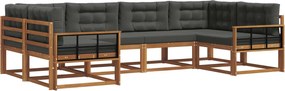 vidaXL Σειρά Καναπέ Εξωτερικού 6 τμχ. Φυσικό και Ανθρακί