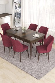 Extendable Dining Table &amp; Chairs Set (7 Pieces) Eva - Baroque, Burgundy Baroque
Burgundy
