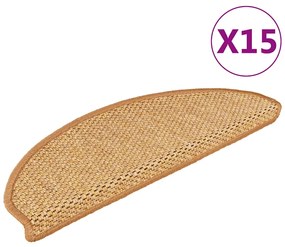 vidaXL Πατάκια Σκάλας Αυτοκόλ. 15 τεμ. Όψη Σιζάλ Χρ. Σιζάλ 65x21x4 εκ.