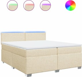 vidaXL Κρεβάτι Boxspring με Στρώμα Κρεμ 200x200 εκ. Υφασμάτινο