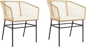 vidaXL Καρέκλες Κήπου 2 τεμ. Καφέ Συνθ. Ρατάν + Μαξιλάρια
