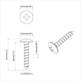 vidaXL Καρφί Χτυπήματος 2 pcs Μαύρο M4 x 28 mm Ατσάλι