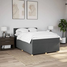 Κρεβάτι Boxspring με Στρώμα Σκούρο Γκρι 140x200 εκ Υφασμάτινο - Γκρι