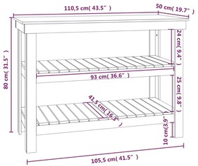 ΠΑΓΚΟΣ ΕΡΓΑΣΙΑΣ ΜΑΥΡΟΣ 110,5X50X80 ΕΚ. ΑΠΟ ΜΑΣΙΦ ΞΥΛΟ ΠΕΥΚΟΥ 823648