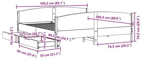 Σκελετός Κρεβ. Χωρίς Στρώμα Καφέ Κεριού 160x200 εκ Μασίφ Πεύκο - Καφέ