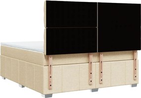 vidaXL Κρεβάτι Boxspring με Στρώμα Κρεμ 180x200 εκ. Υφασμάτινο
