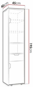 Βιβλιοθήκη Omaha G116, Κλειστό, Με συρτάρια, Με πόρτες, Πλαστικοποιημένη μοριοσανίδα, Ο αριθμός των θυρών: 2, Αριθμός συρταριών: 1, 195x45x40cm