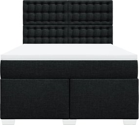 vidaXL Κρεβάτι Boxspring με Στρώμα Μαύρο 140x200 εκ. Υφασμάτινο