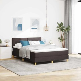 VidaXL LED Κρεβάτι με βάθρο Σκούρο Καφέ 140 x 190 cm ύφασμα