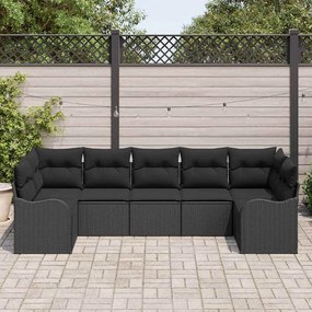 vidaXL Σετ Καναπέ Κήπου με αποθήκευση 7 pcs Μαύρο Πολυ ράταν