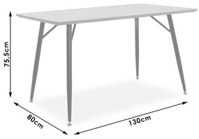 Τραπέζι Conor pakoworld με επιφάνεια MDF χρώμα γκρι cement πόδι μεταλλικό μαύρο 130x80x75,5εκ - MDF - 029-000028