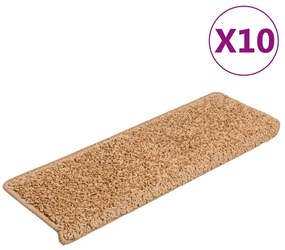 vidaXL Πατάκια Σκαλιών 10 τεμ. Μπεζ Ορθογώνια Άκρη 65x21x4 εκ.
