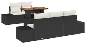 vidaXL Σέτ φαγητού για κήπο 6 pcs Μαύρο, Κρέμα 100 x 55 x 73 εκ