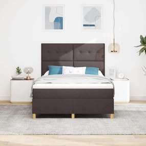 vidaXL LED Κρεβάτι με βάθρο Σκούρο Καφέ 140 x 200 cm ύφασμα