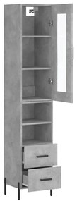 vidaXL Ντουλάπι Γκρι Σκυροδέματος 34,5x34x180 εκ. Επεξεργασμένο Ξύλο