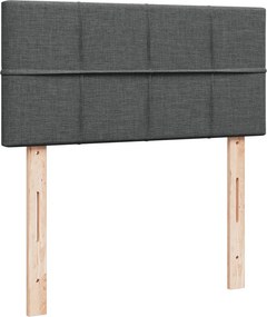 vidaXL Κρεβάτι Boxspring με Στρώμα Σκούρο Γκρι 90x190 εκ. Υφασμάτινο
