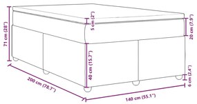 Κρεβάτι Boxspring με Στρώμα Σκούρο Γκρι 140x200 εκ Υφασμάτινο - Γκρι