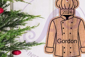 Σετ των 3 Intra απο ξύλο plywood 3mm-4mm πάχος Χριστουγεννιάτικο στολίδι Chef or Bakers Δίασταση 4x4 cm INTRAFABR-106492170