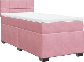 vidaXL Κρεβάτι Boxspring με Στρώμα Ροζ 90x190 εκ. Βελούδινο