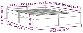 ΠΛΑΙΣΙΟ ΚΡΕΒΑΤΙΟΥ 135 X 190 ΕΚ. ΑΠΟ ΜΑΣΙΦ ΞΥΛΟ 4FT6 DOUBLE 814924