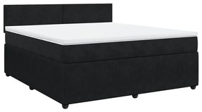 vidaXL Κρεβάτι Boxspring με Στρώμα Μαύρο 180x200 εκ. Βελούδινο