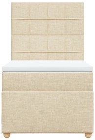 vidaXL Κρεβάτι Boxspring με Στρώμα Κρεμ 80 x 200 εκ. Υφασμάτινο