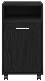 vidaXL Κομοδίνο με Ρόδες Μαύρο Δρυς 33x38x60 εκ Ξύλο