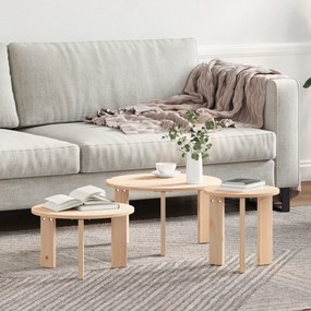 vidaXL Τραπεζάκι σαλονιού 3 pcs Φυσικό 47.5 x 47.5 x 27 εκ.