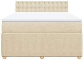 Κρεβάτι Boxspring με Στρώμα Κρεμ 160x200 εκ. Υφασμάτινο - Κρεμ