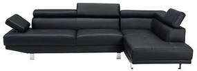 Καναπές Γωνιακός (Αριστερή Γωνία) Sector Ε989,6L 265x191x82cm H.82cm Black Wood,Metal,Artificial Leather