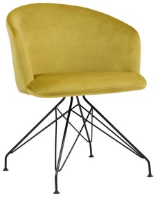 Πολυθρόνα ArteLibre JOHAN Κίτρινο Βελούδο/Μέταλλο 63x51x78cm-14480022