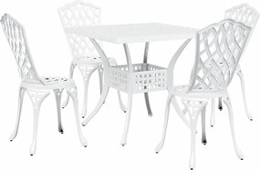 vidaXL Σερβίτσιο τραπεζιού κήπου 5 pcs Λευκό Χυτό αλουμίνιο