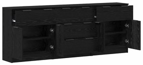 vidaXL Πλαϊνό γραφείο με συρτάρι 3 pcs Μαύρη δρυς 60 x 30 x 70 εκ.