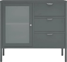 vidaXL Μπουφές Ανθρακί 75 x 35 x 70 εκ. από Ατσάλι και Ψημένο Γυαλί