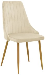Καρέκλα Azori pakoworld μπεζ βελούδο με πόδι μετάλλου σε φυσική απόχρωση 49x55x85εκ