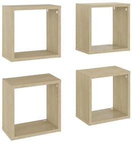 vidaXL Ράφια Κύβοι Τοίχου 4 τεμ. Sonoma Δρυς 26 x 15 x 26 εκ.