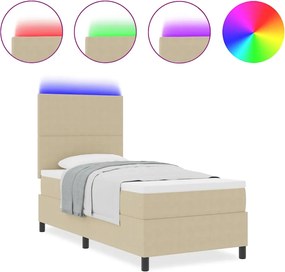 vidaXL LED Κρεβάτι με βάθρο Ανοιχτό Γκρι και Λευκό 100 x 200 cm