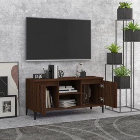 vidaXL Έπιπλο Τηλεόρασης Καφέ Δρυς 103,5x35x50 εκ. με Μεταλλικά Πόδια