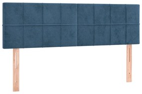 Κεφαλάρι Κρεβατιού LED Σκούρο Μπλε 144x5x78/88 εκ. Βελούδινο - Μπλε