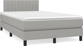 vidaXL Κρεβάτι Boxspring με Στρώμα Ανοιχτό Γκρι 120x190 εκ. Υφασμάτινο